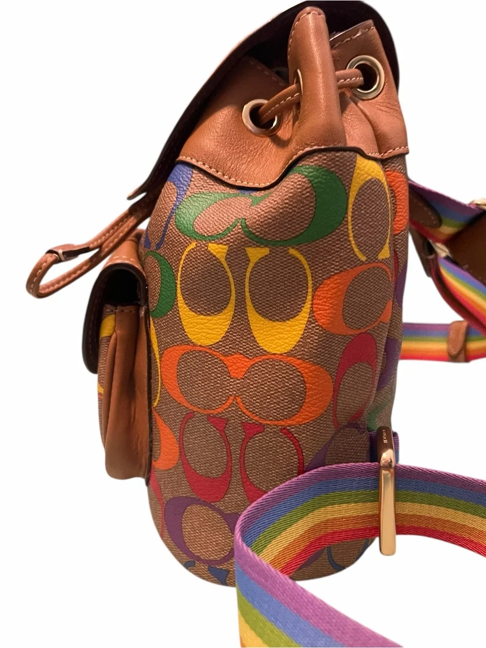 Coach Limted Edition Rainbow Signature Canvas Mini Pennie 22 Backpack
